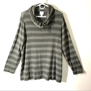 Sunday Green Striped Cowl Neck Sweater 2/$35